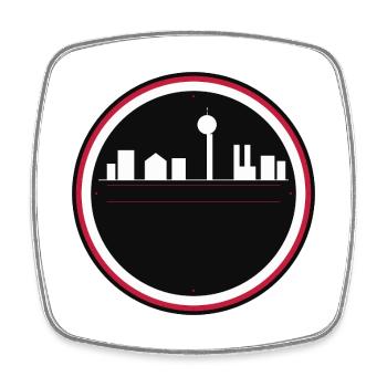 Schwarz-rote urbane Silhouette - Viereckiger Kühlschrankmagnet - Weiß - Vorne