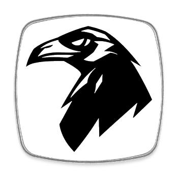 Raven, Simple Silhouette Logo - Viereckiger Kühlschrankmagnet - Weiß - Vorne