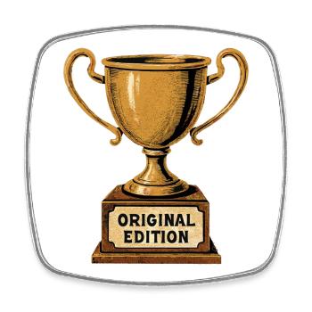 Original Edition - Retro Trophäe Vintage Style - Viereckiger Kühlschrankmagnet - Weiß - Vorne