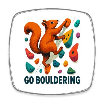 Eichhörnchen Go Bouldering – Kletter Motivation - Viereckiger Kühlschrankmagnet - Weiß - Vorne