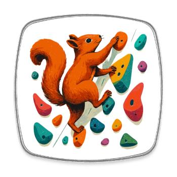 Eichhörnchen am Fels: Motivation & Boulder-Art - Viereckiger Kühlschrankmagnet - Weiß - Vorne