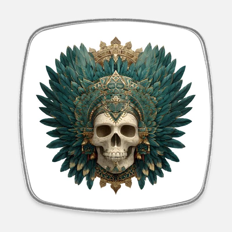 Crâne de Quetzal Calavera - Magnet carré - blanc