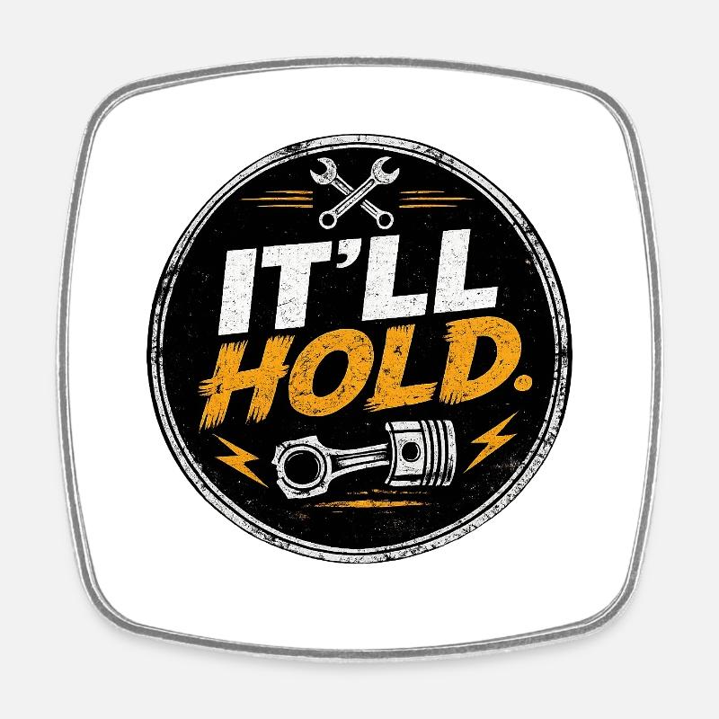 It'll Hold Gearhead Patch - Square fridge magnet - white