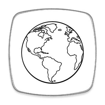 Earth Outline - Square fridge magnet - white - Front