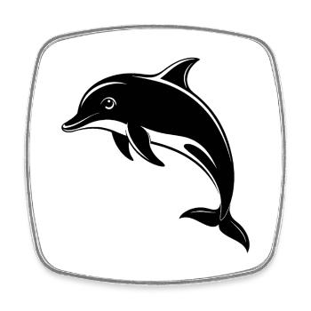 Delfin - Viereckiger Kühlschrankmagnet - Weiß - Vorne