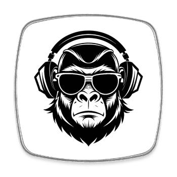 DJ Gorilla - Viereckiger Kühlschrankmagnet - Weiß - Vorne