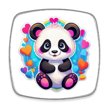 Regenbogenherz-Panda - Viereckiger Kühlschrankmagnet - Weiß - Vorne