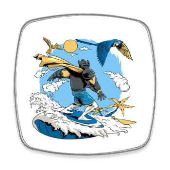Island Surfer Sandpiper - Square fridge magnet - white - Front