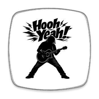 Hooh yes! - Comedy Guitar Prank Design - Square fridge magnet - white - Front