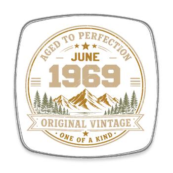 Vintage Juni 1969 – Original Perfection Juni 1969 - Viereckiger Kühlschrankmagnet - Weiß - Vorne