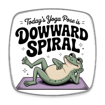 Abwärts spiralförmiges Frosch-Yoga-Meme - Viereckiger Kühlschrankmagnet - Weiß - Vorne