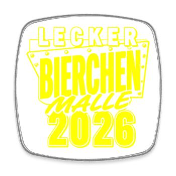 Lecker Bierchen Malle 2026 Bier lieben wir - Viereckiger Kühlschrankmagnet - Weiß - Vorne