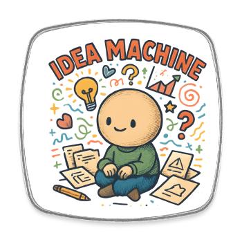 Machine à idées : Jeu créatif du cerveau - Magnet carré - blanc - Devant