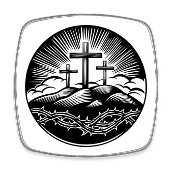 Christliches Kreuz Motiv - Viereckiger Kühlschrankmagnet - Weiß - Vorne