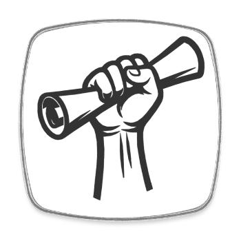 Poing levé sur rouleau - Magnet carré - blanc - Devant