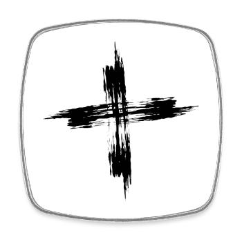Croix de la Repentance des Cendres Trait de Croix Noire - Magnet carré - blanc - Devant