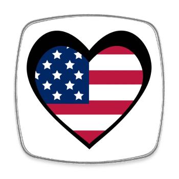 Black American Flag Heart – Bold USA Pride - Square fridge magnet - white - Front