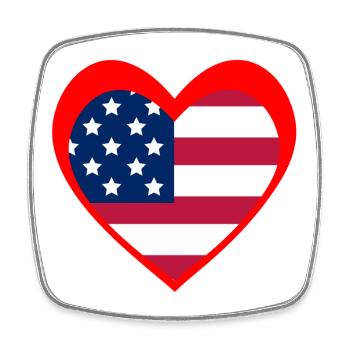 American Heart Flag – Red Patriotic Love - Magnet carré - blanc - Devant