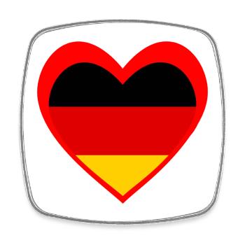 Rotes Deutschland Herzflagge – Liebe und Stolz - Magnet carré - blanc - Devant