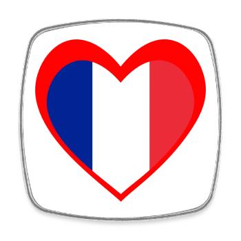 Cœur Drapeau Français – Amour Tricolore Rouge - Magnet carré - blanc - Devant