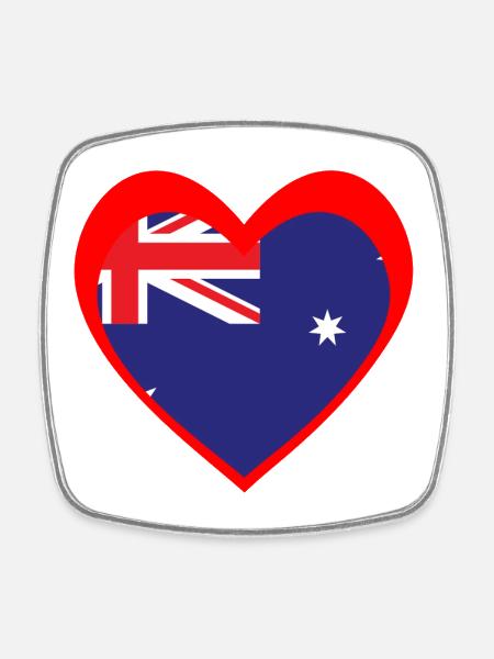 Red Aussie Heart – Wahrer südlicher Geist - Viereckiger Kühlschrankmagnet - Weiß