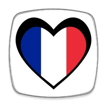 Cœur Drapeau Français Noir  - Magnet carré - blanc - Devant