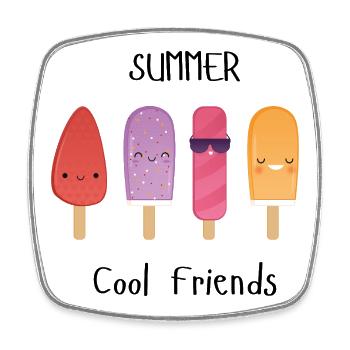 Sommer-coole Freunde - Viereckiger Kühlschrankmagnet - Weiß - Vorne