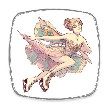 Patinage artistique dans le style Art nouveau – rêve pastel - Magnet carré - blanc - Devant