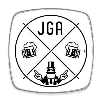 JGA Bräutigam Handzeichen Bier Kreis Symbol POS 1C - Viereckiger Kühlschrankmagnet - Weiß - Vorne