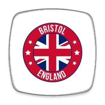 Insigne rétro de Bristol England - Magnet carré - blanc - Devant