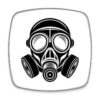 Gas mask - Square fridge magnet - white - Front