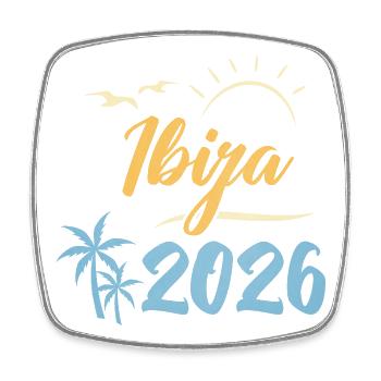Ibiza 2026 - Viereckiger Kühlschrankmagnet - Weiß - Vorne