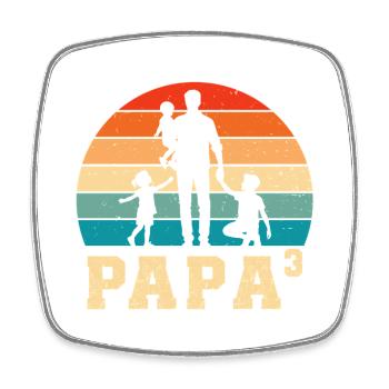 Père, père de 3 enfants - Magnet carré - blanc - Devant