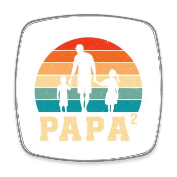 Father with daughter and son dad and daughter son - Square fridge magnet - white - Front
