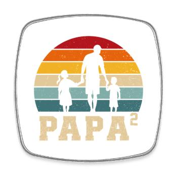 Dad and Daughter - Dad and Son - Dad Son and Daughter - Square fridge magnet - white - Front