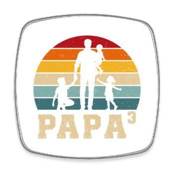 Vater 3 Kinder Stolzer Vater 3 Kinder Dreifacher Papa - Viereckiger Kühlschrankmagnet - Weiß - Vorne