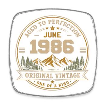 Vintage Juni 1986 – Original Perfection Juni 1986 - Viereckiger Kühlschrankmagnet - Weiß - Vorne