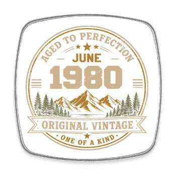 Vintage June 1980 - Original Perfection June 1980 - Square fridge magnet - white - Front