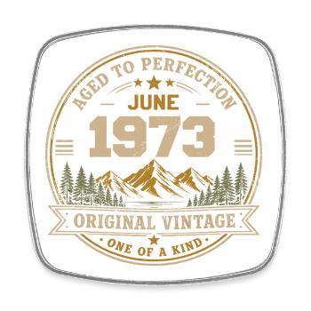 Vintage Juni 1973 – Original Perfection Juni 1973 - Viereckiger Kühlschrankmagnet - Weiß - Vorne