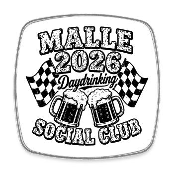 Club Social de la journée à la boisson de jour Malle 2026 - Magnet carré - blanc - Devant