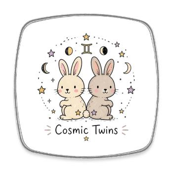 Astro-Zwillinge – Cosmic Twins - Viereckiger Kühlschrankmagnet - Weiß - Vorne