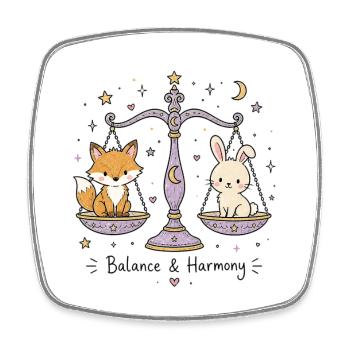 Astro-Waage – Balance & Harmony - Viereckiger Kühlschrankmagnet - Weiß - Vorne
