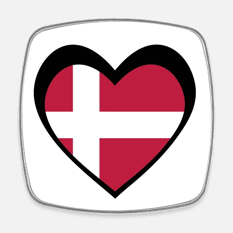 Danmark Sort Hjerte – Kærlighed til Danmark - Magnet carré - blanc