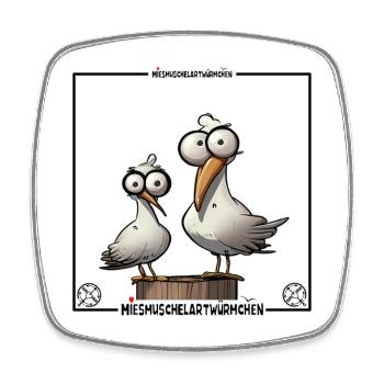 Team Möweduo - Viereckiger Kühlschrankmagnet - Weiß - Vorne