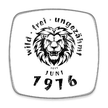 50. Geburtstag Wild, frei, ungezähmt seit 06/1976 - Viereckiger Kühlschrankmagnet - Weiß - Vorne