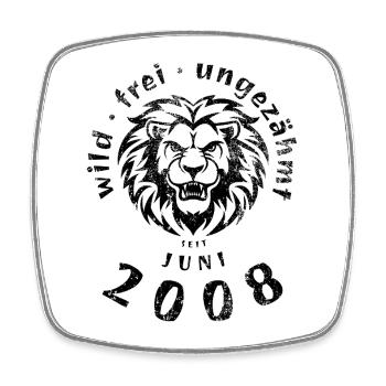 18. Geburtstag Wild, frei, ungezähmt seit 06/2008 - Viereckiger Kühlschrankmagnet - Weiß - Vorne