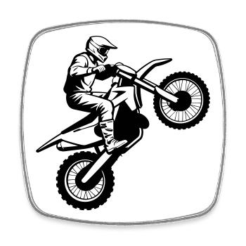 Motocross - Viereckiger Kühlschrankmagnet - Weiß - Vorne