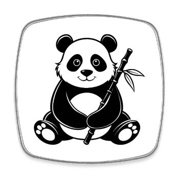 Panda mit Bambus - Viereckiger Kühlschrankmagnet - Weiß - Vorne