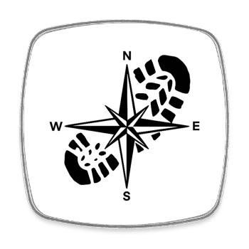 Boussole de randonneur cadeau randonnée  - Magnet carré - blanc - Devant