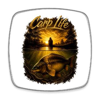 Carp Life Sunset – Carp Fishing Lifestyle Design - Square fridge magnet - white - Front